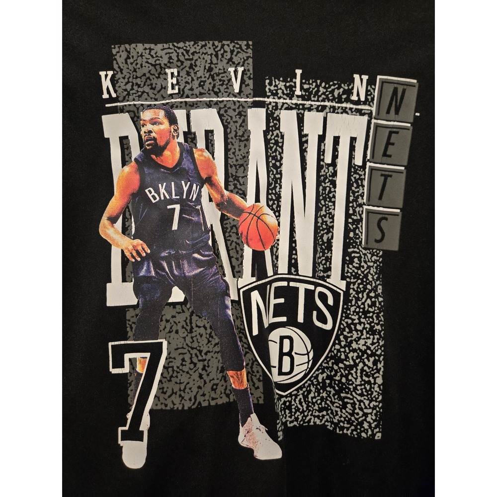 NBA Brooklyn Nets Kevin Durant 7 Graphic T-Shirt Kids Medium 10-12 Black Tee - Picture 2 of 5